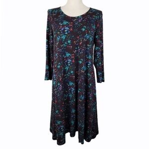 Garnet Hill Dress Knit Floral Trapeze Womens Size S